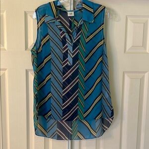 CAbi Women's Ascot Blue Chevron Sleeveless Top